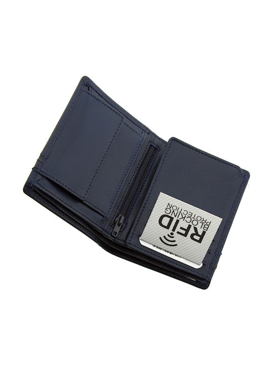 Armodo Δερμάτινο Ανδρικό Πορτοφόλι με RFID Μπλε