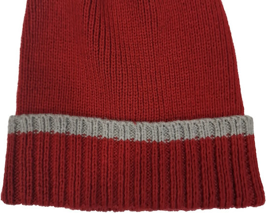 Beanie Unisex Σκούφος Πλεκτός σε Κόκκινο χρώμα