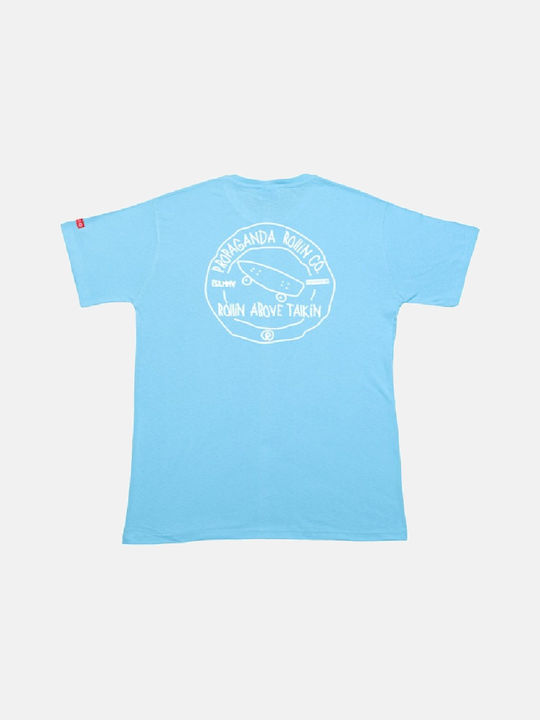 Propaganda Men's Short Sleeve T-shirt White/Cyan - WHITE