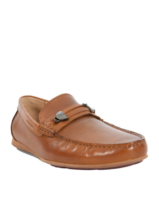 19V69 Δερμάτινα Ανδρικά Loafers σε Καφέ Χρώμα