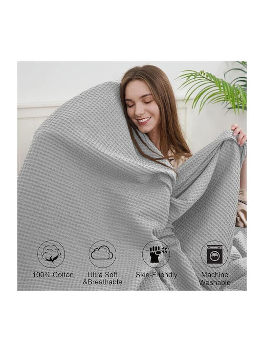 Viosarp Κουβέρτα Πικέ Υπέρδιπλη 220x240εκ. Light Grey