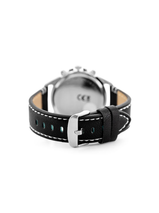 Perfect Ceas Bărbați 38mm Cronograf Baterie Cu Curea Din Piele Neagră