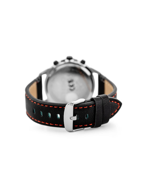 Perfect Ceas Bărbați 38mm Cronograf Baterie Cu Curea Din Piele Neagră