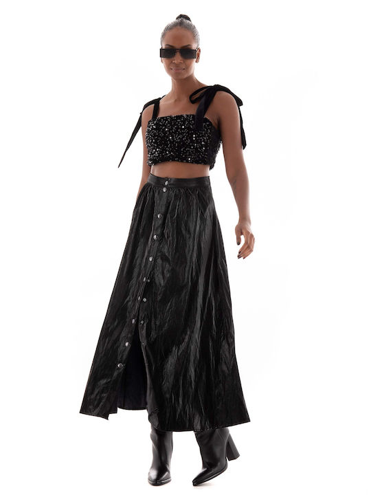 Collectiva Noir High Waist Skirt in Black color