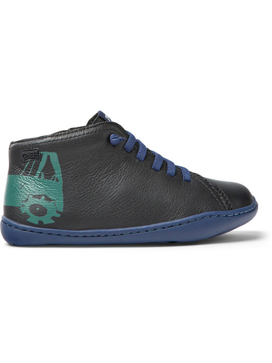 Peu Cami Kids Leather Boots with Lace Black