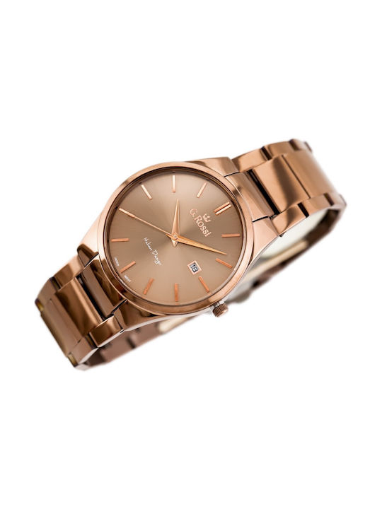 G.Rossi Watch Battery with Pink Gold Metal Bracelet