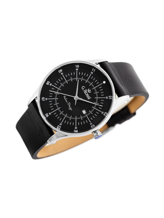 G.Rossi Watch Battery with Black Leather Strap