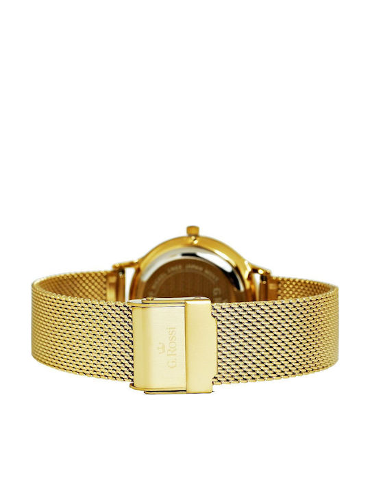 G.Rossi Men's Watch Battery with Gold Metal Bracelet