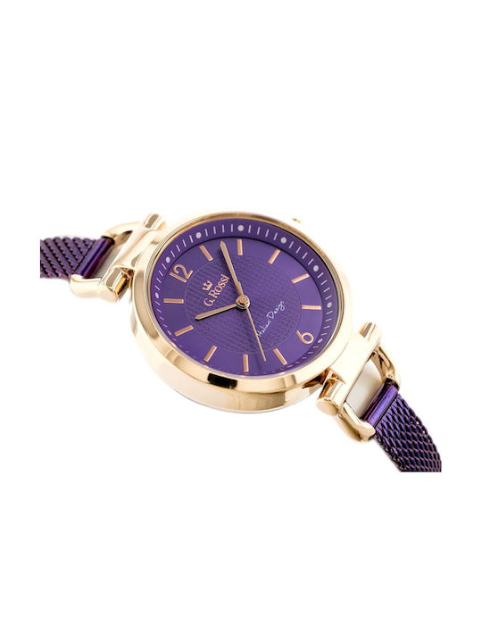 G.Rossi Uhr Batterie mit Lila Metallarmband