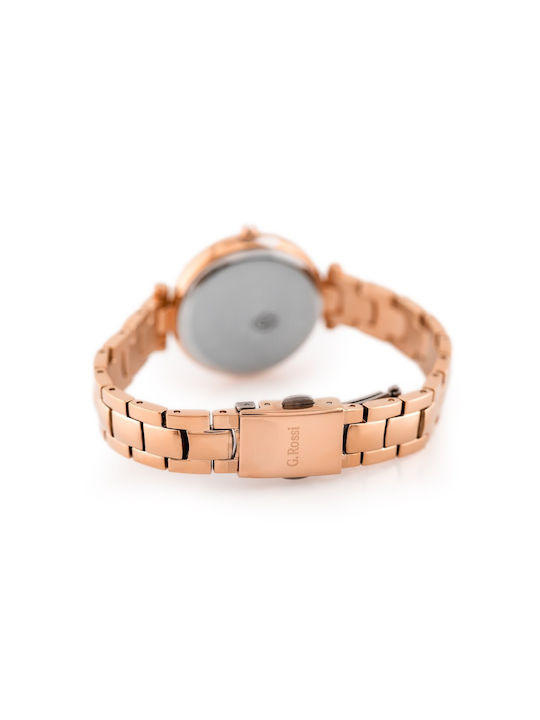 G.Rossi Watch Battery with Pink Gold Metal Bracelet