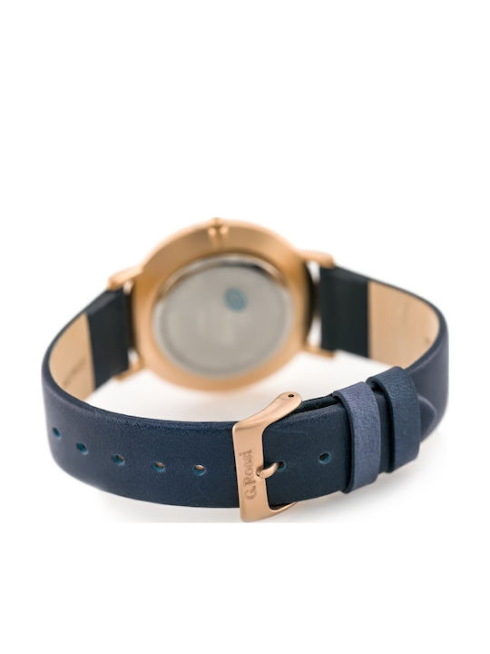 G.Rossi Herrenuhr 36mm Batterie mit Blau Lederarmband