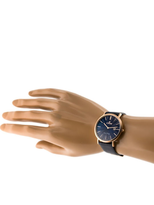 G.Rossi Herrenuhr 36mm Batterie mit Blau Lederarmband