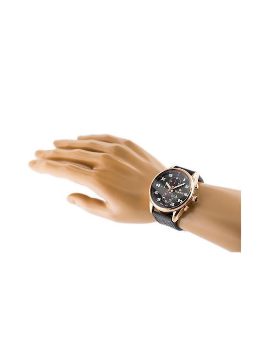 G.Rossi Uhr Batterie mit Schwarz Lederarmband