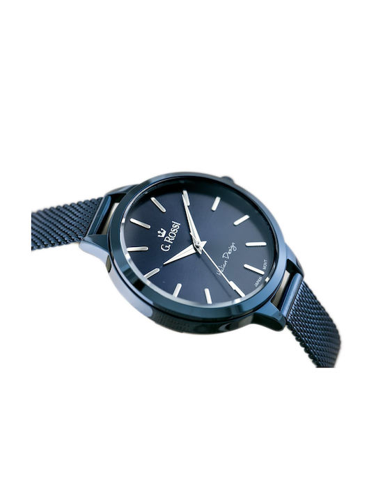 G.Rossi Ανδρικό Ρολόι 33mm Μπαταρίας με Μπλε / Μπλε Μεταλλικό Μπρασελέ