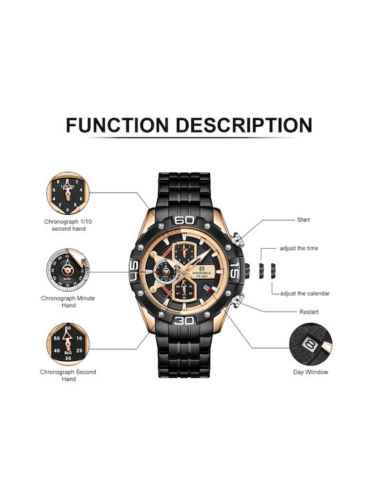 Naviforce Uhr Chronograph Batterie in Schwarz Farbe