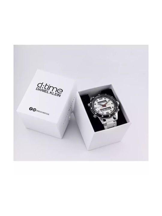 Daniel Klein D Time Ceas Bărbați 14mm Baterie cu Brățară Din Metal Albă