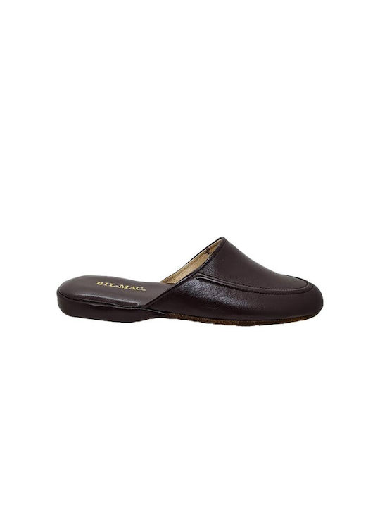 Bil-Mac Men's Leather Slippers Brown