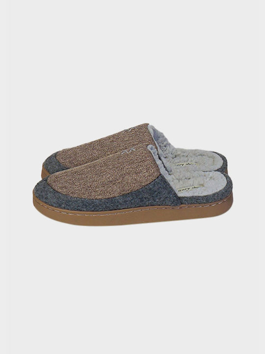 G Secret Men's Slippers with Fur Gray