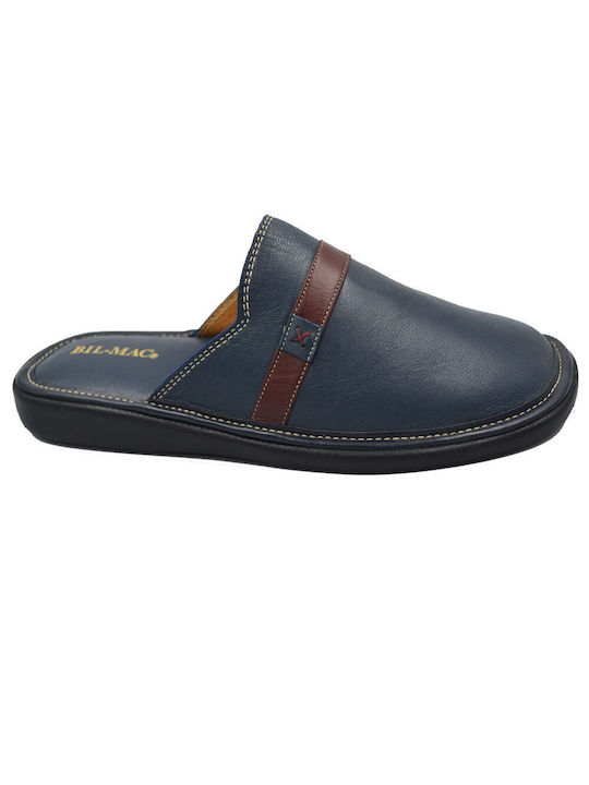 Bil-Mac Men's Leather Slippers Blue