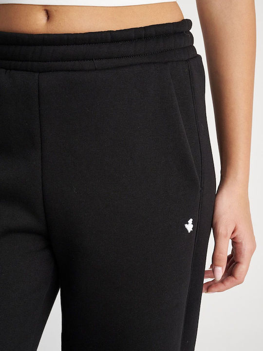 SugarFree Hohe Taille Damen-Sweatpants Ausgestellt ΜΑΥΡΟ Vlies