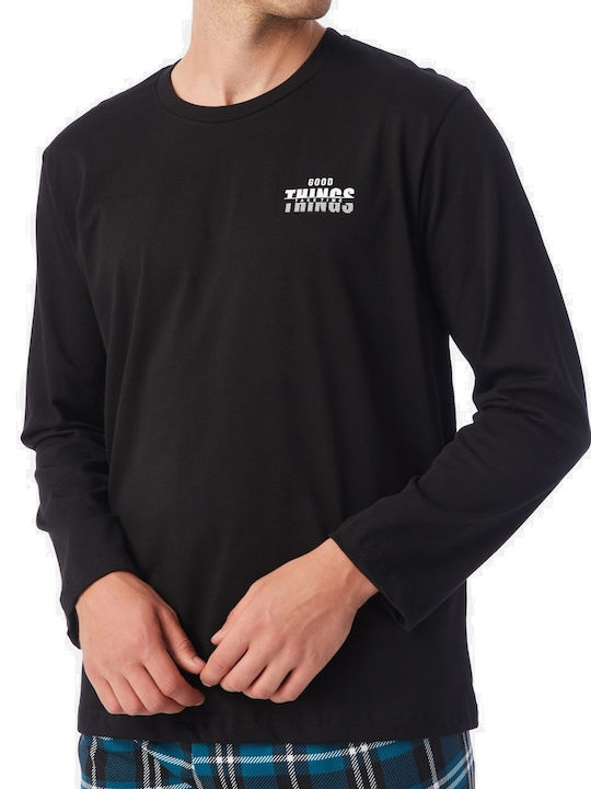 Minerva Men's Undershirt Long-sleeved BLACK