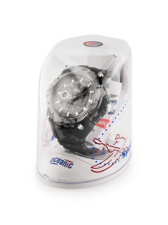Oceanic Digital Uhr Chronograph Batterie mit Gray / Gray Kautschukarmband