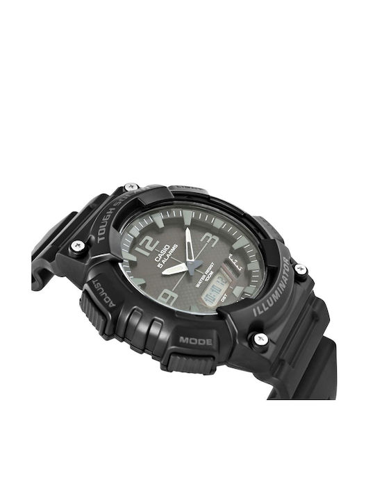 Casio Ανδρικό Ρολόι Solar με Μαύρο Καουτσούκ Λουράκι