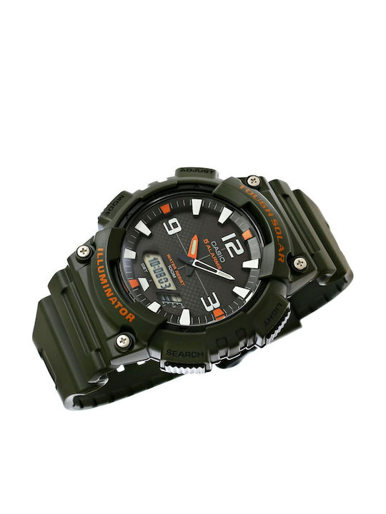 Casio Ceas Digital De Bărbați Solar Cu Curea Verde Din Cauciuc