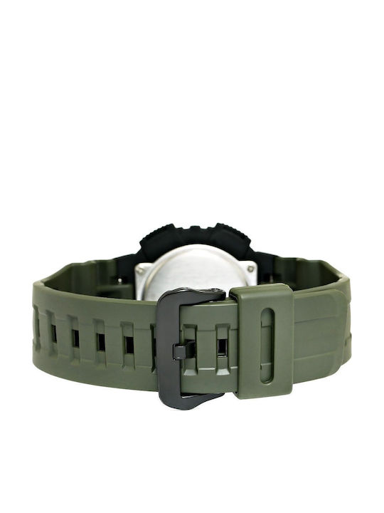 Casio Ceas Digital De Bărbați Solar Cu Curea Verde Din Cauciuc