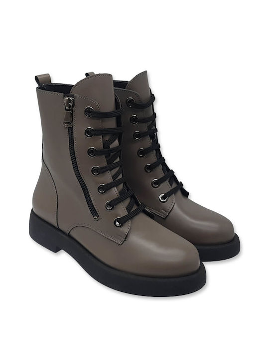 Leather Women's Ankle Boots Gray