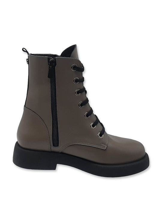 Leather Women's Ankle Boots Gray