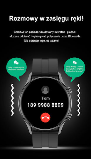 G.Rossi SG014C 46mm Smartwatch mit Pulsmesser (Black/Red)