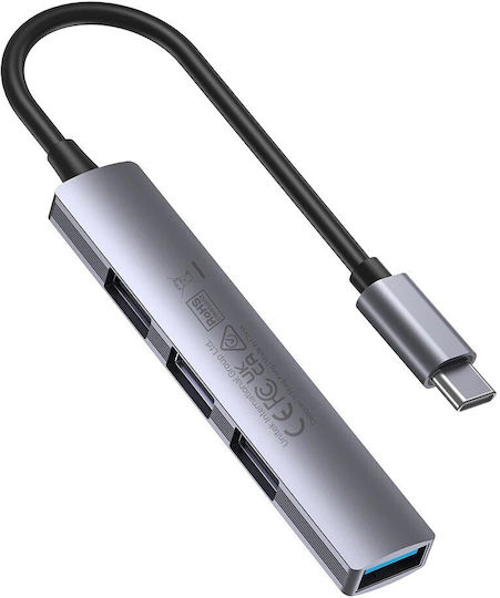 Unitek Hub 3 Θυρών USB 2.0 με σύνδεση USB-C Γκρι