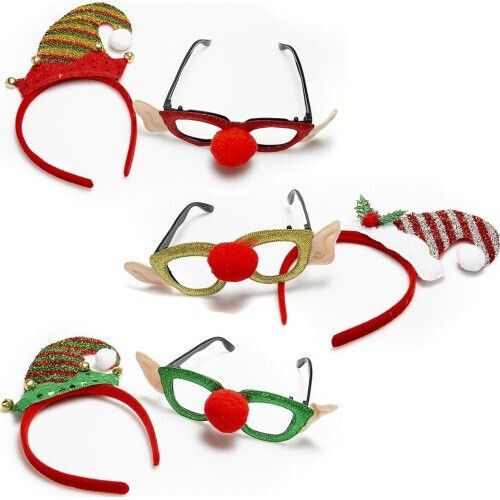 Weihnachts-Stirnband Rote mit Muster Elfen Rot