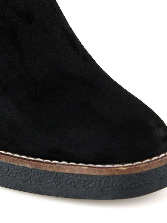 Suede Γυναικεία Μποτάκια Μαύρα