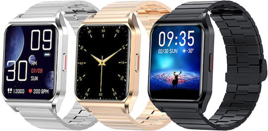 Rubicon Rnce89 Stainless Steel 37mm Smartwatch with Heart Rate Monitor (Multicolour)