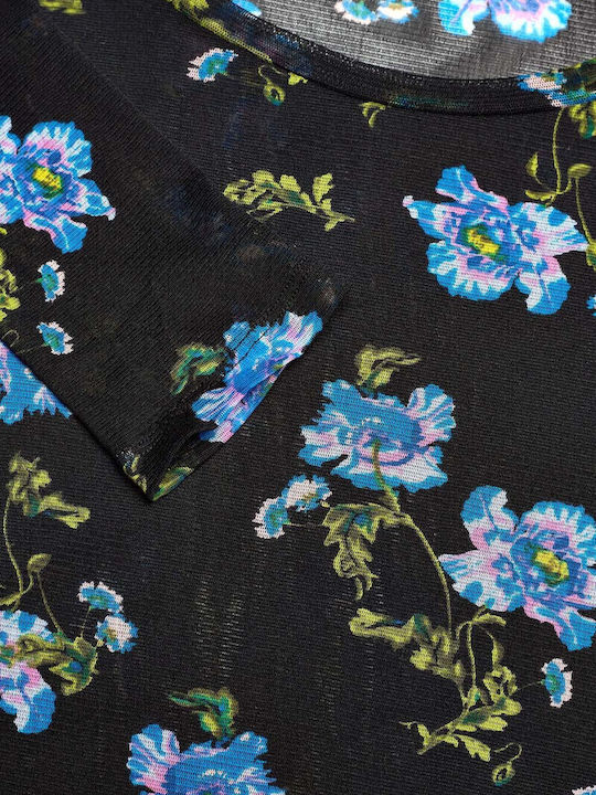 Γυναικεία Μπλούζα Μακρυμάνικη Floral Μαύρο.