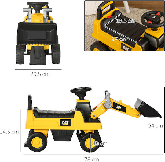 HomCom Μπουλτόζα Αυτοκινητάκι Ride On για 12+ μηνών Κίτρινο