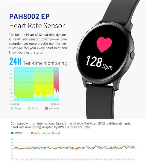 G.Rossi SG003A 45mm Smartwatch mit Pulsmesser (Schwarz)