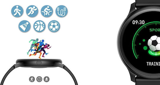 G.Rossi 45mm Smartwatch με Παλμογράφο (Μαύρο)
