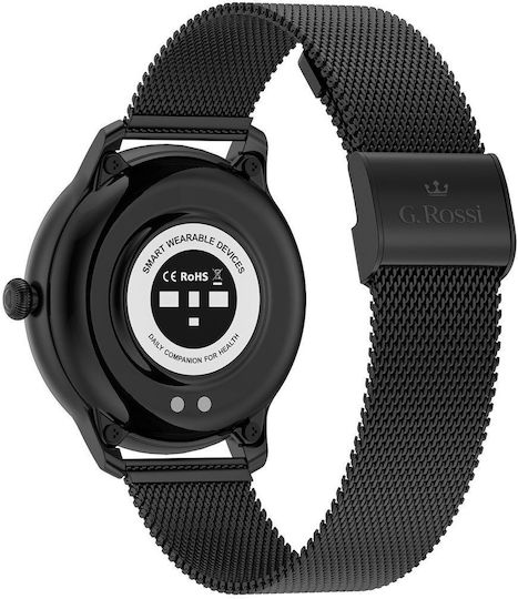 G.Rossi 40mm Smartwatch με Παλμογράφο (Μαύρο)