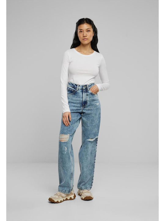 Damen Bluse Baumwolle Langärmelig White