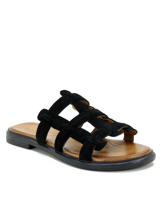 Lara Conte Madrid Women's Flat Sandals in Black Color