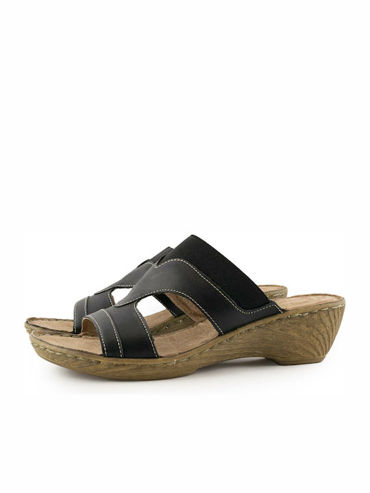 Rizzoli Leather Women's Flat Sandals Anatomic in Black Color