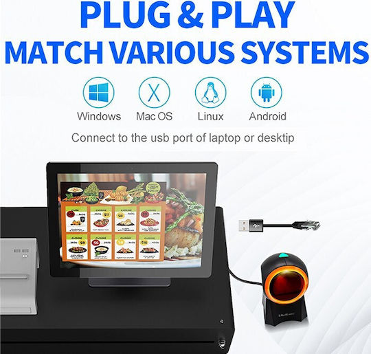 Qoltec Presentation Scanner Wired with 2D and QR Barcode Reading Capability