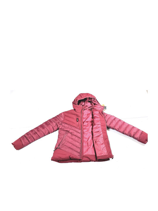 Joluvi Kurz Damen Puffer Jacke für Winter Burgundisch