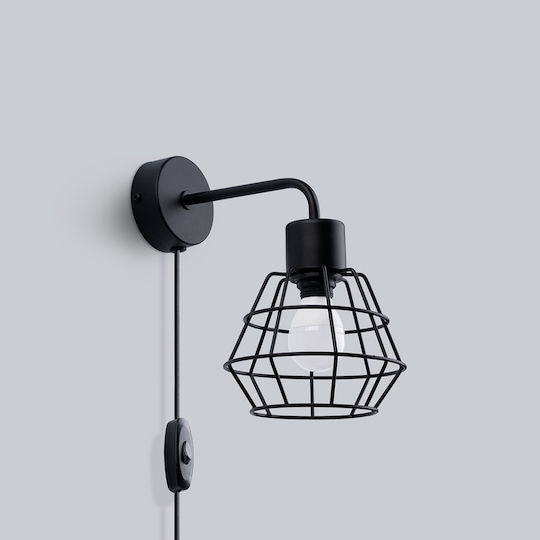 Sollux Modern Lumină de Perete cu Priză cu Soclu E27 Negru 22x19x16cm