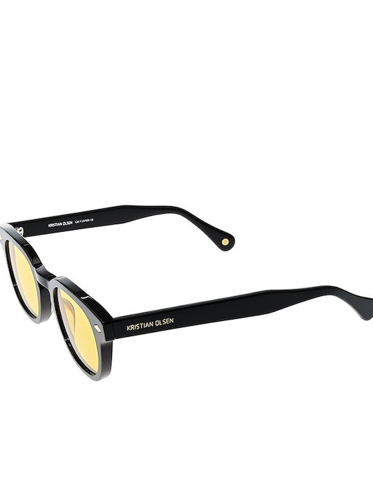 Kristian Olsen Sunglasses with Black Plastic Frame and Yellow Lens KO-230-1