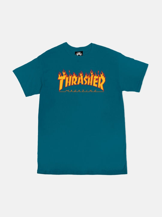 Thrasher Flame Ανδρικό T-shirt Κοντομάνικο Galapagos Blue