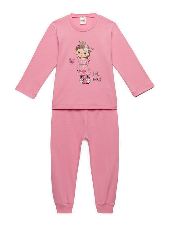 Minerva Kids Pyjamas Winter Cotton Pink Dark Princess